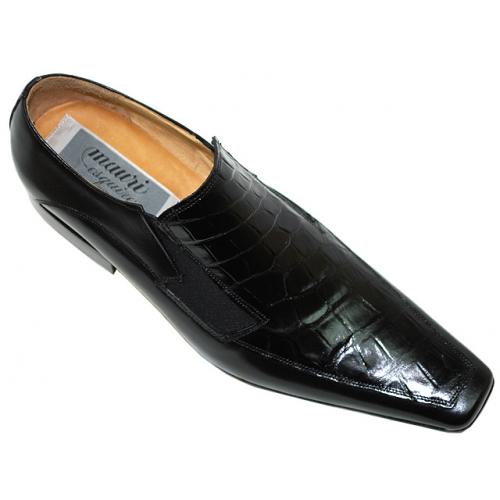 Mauri 0216 Black Genuine Alligator Loafer Shoes